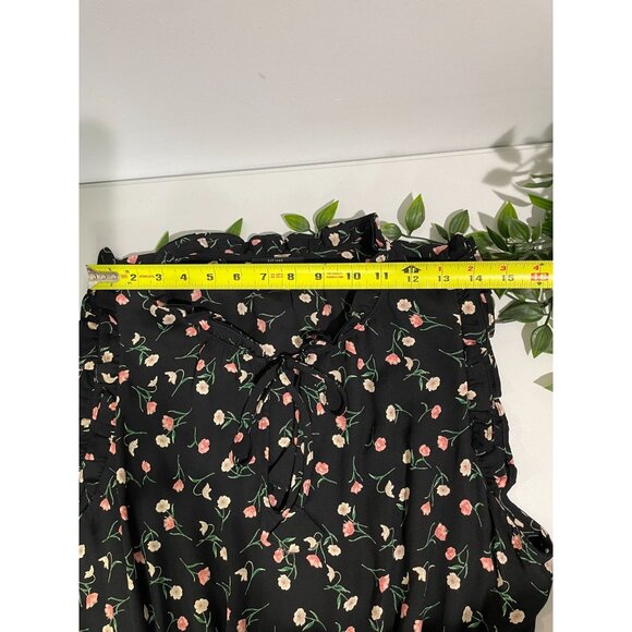 Lucky Brand Black Floral Print Ruffled Sleeveless Dress XL - Picture 9 of 12
